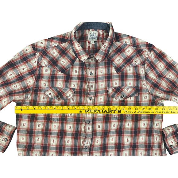 Moon Shine Men’s Large Red Pearl Snap‎ Long Sleeve Shirt - Picture 3 of 7